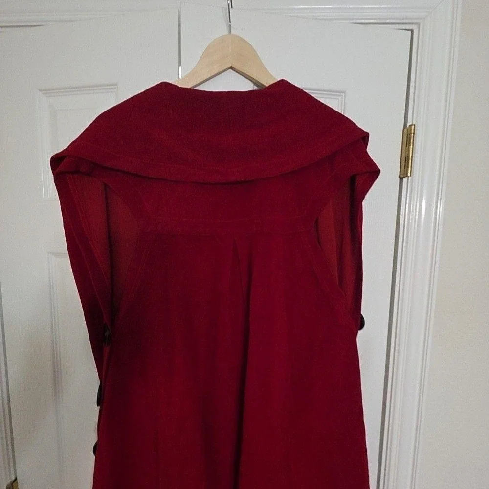 Soft Surroundings Cape Womens Large Red Knit Button Side Collared Open Front